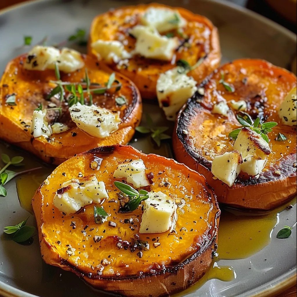 Roasted Sweet Potato Rounds with Honey Feta and Thyme