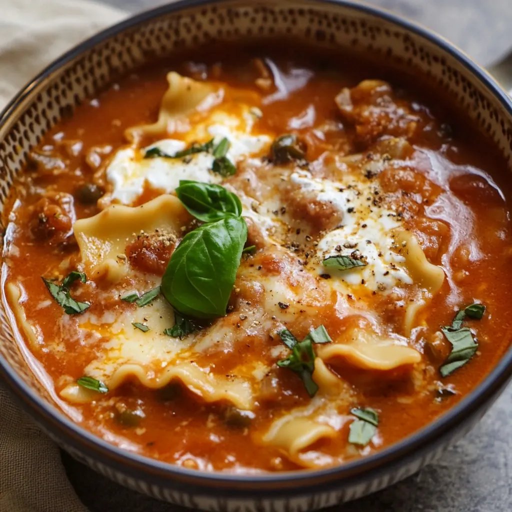 Cozy, One-Pot Lasagna Soup with Ricotta Cheese
