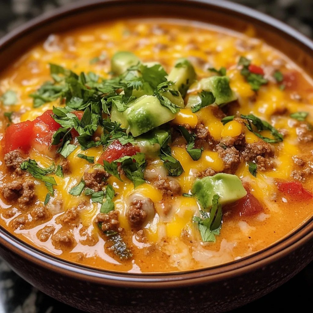 Creamy Cheesy Ground Beef Taco Soup