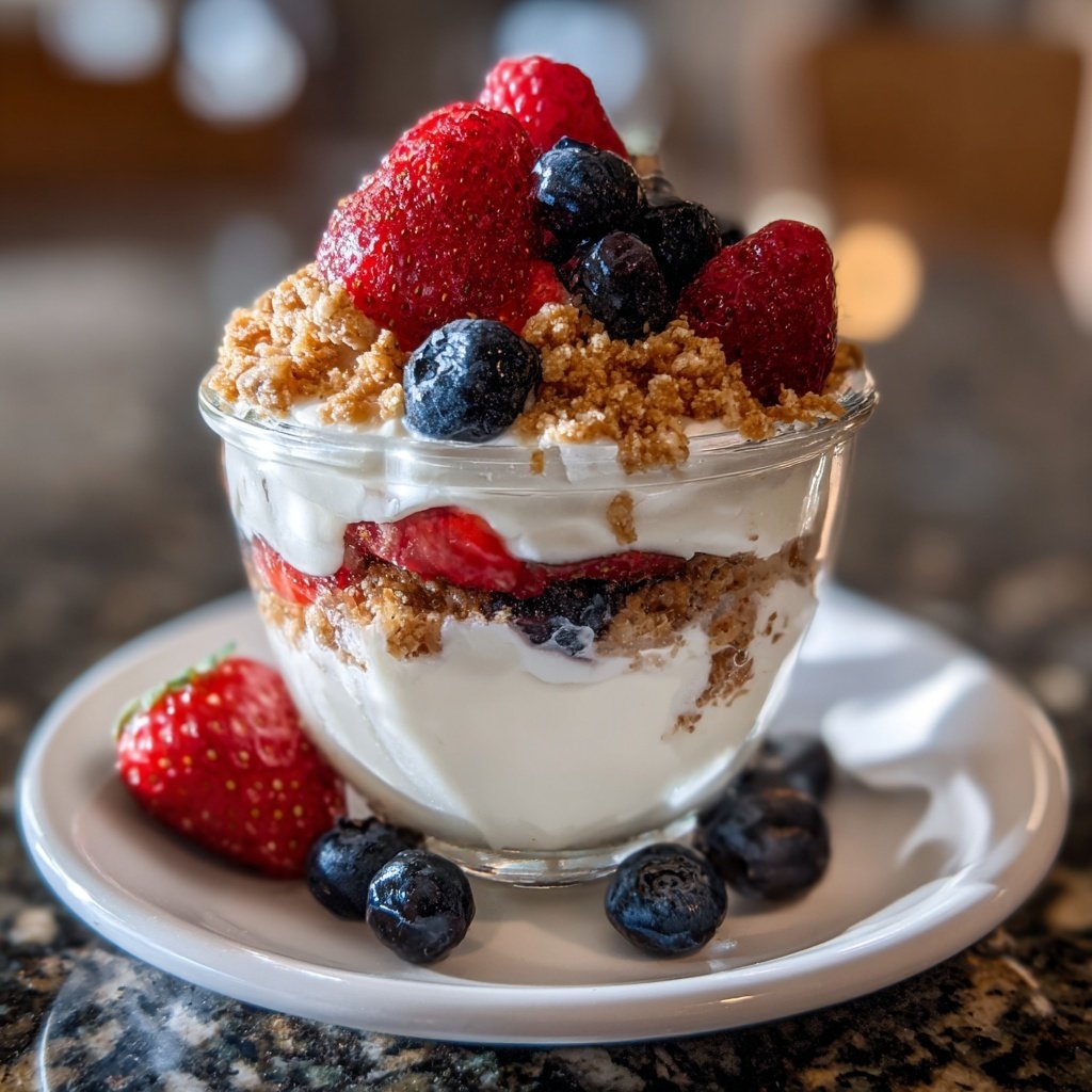 Greek Yogurt Breakfast Parfait with Granola and Berries​