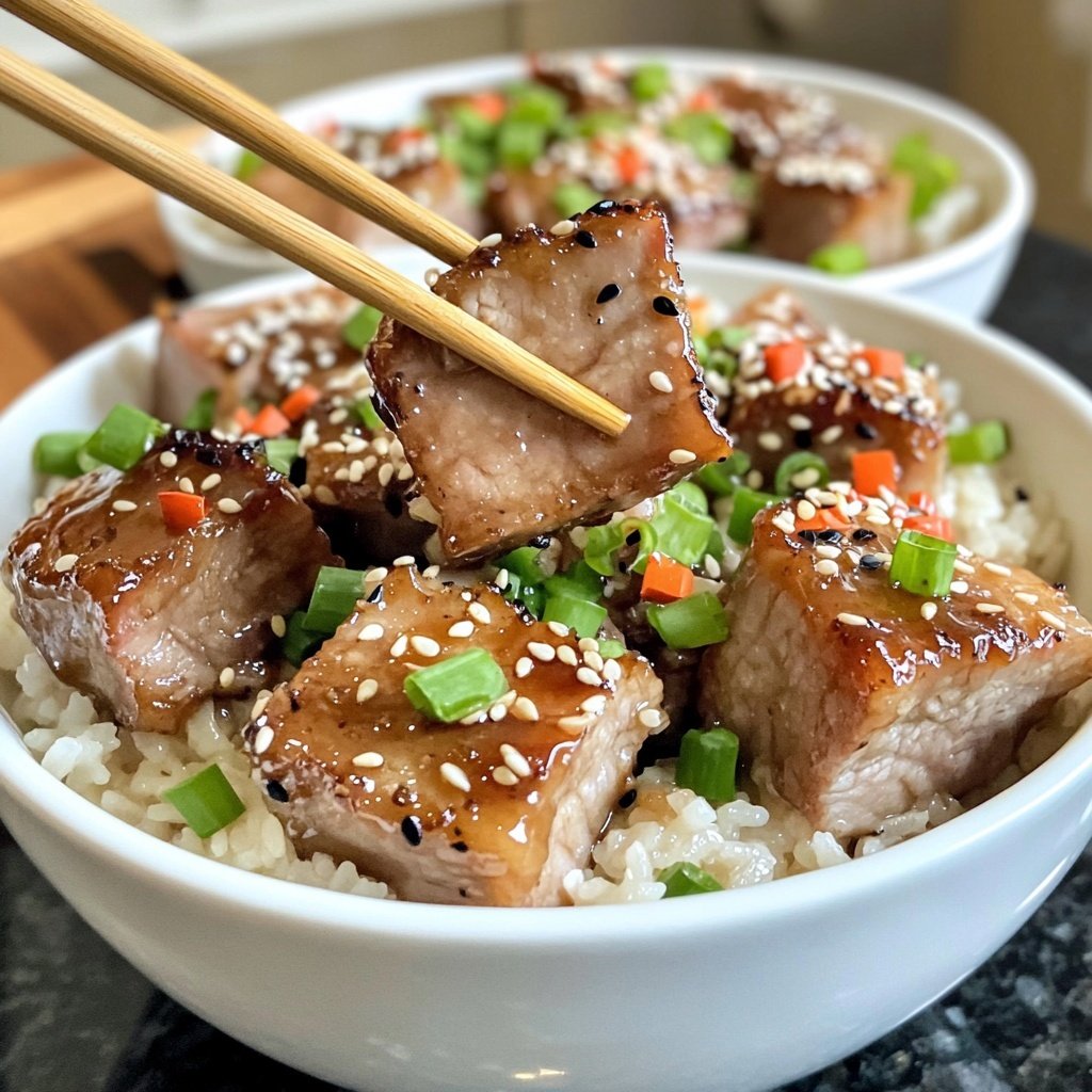 Sticky Glazed Pork Rice Bowls