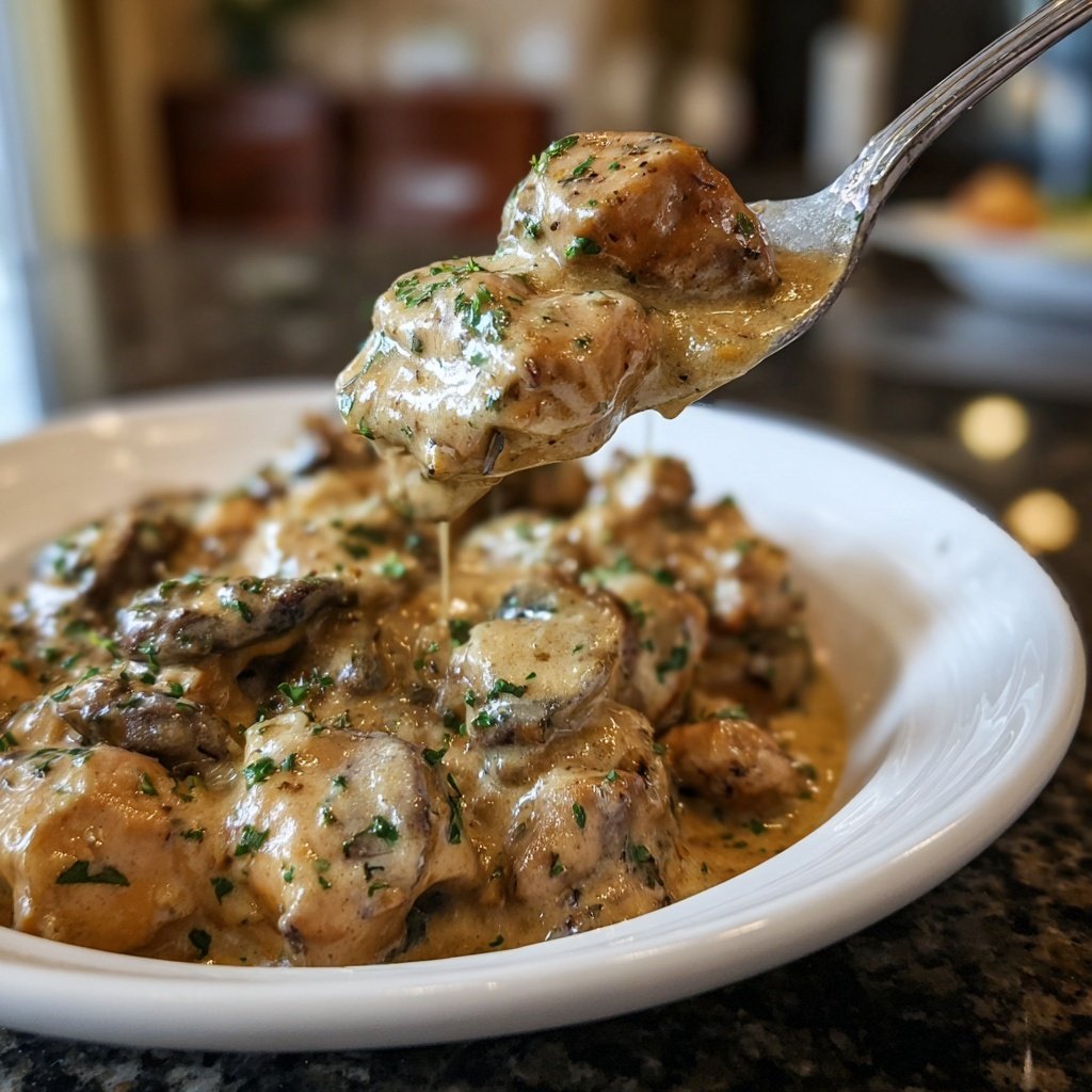 Chicken Stroganoff with Egg Noodles