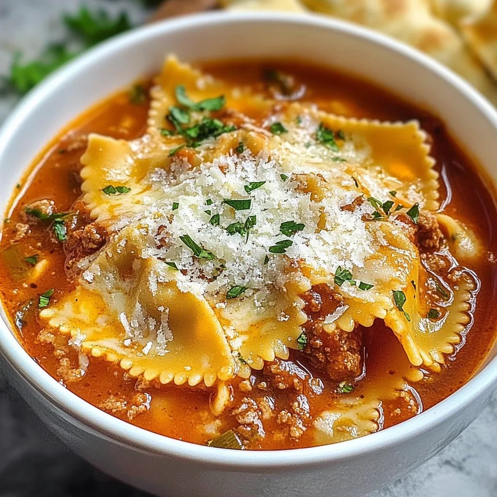 Homemade Lasagna Soup With Bow Tie Pasta