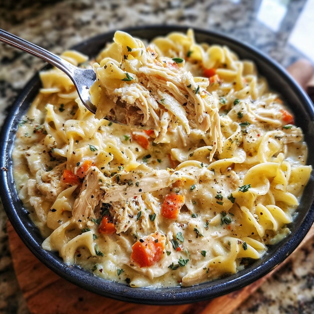 Slow Cooker Chicken and Noodles Comfort Dish